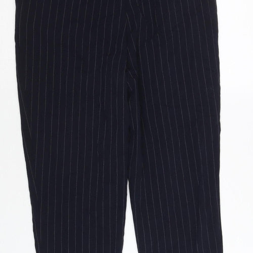 H&M Women’s Blue Striped Paperbag Tapered Trousers Size 6