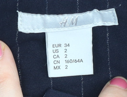 H&M Women’s Blue Striped Paperbag Tapered Trousers Size 6