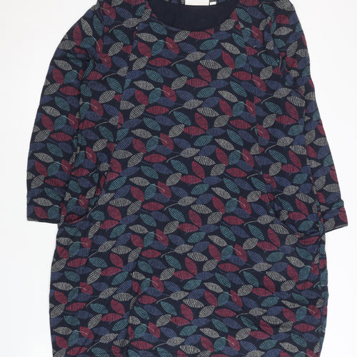 Tara Women’s Multicoloured Leaf Print Shift Dress L 3/4 Sleeve