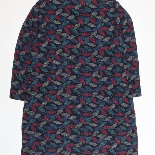 Tara Women’s Multicoloured Leaf Print Shift Dress L 3/4 Sleeve