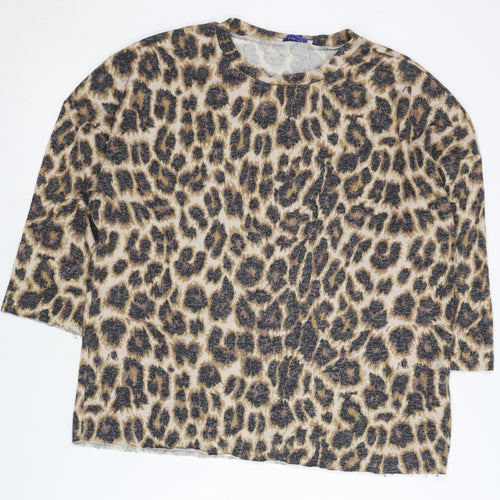 ZARA Women’s Brown Leopard Print Pullover Jumper Size 12