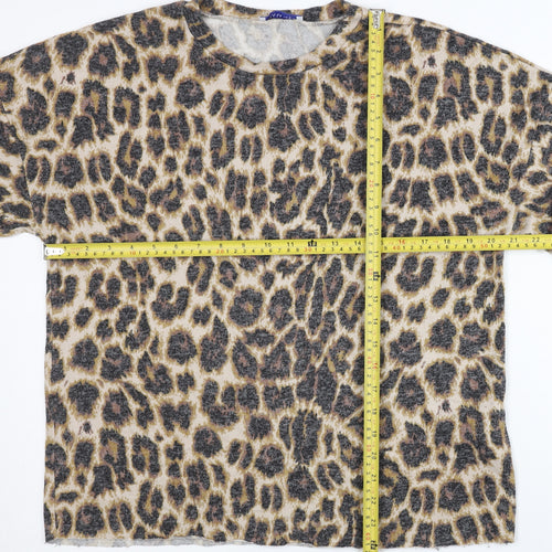 ZARA Women’s Brown Leopard Print Pullover Jumper Size 12