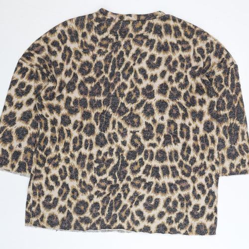 ZARA Women’s Brown Leopard Print Pullover Jumper Size 12
