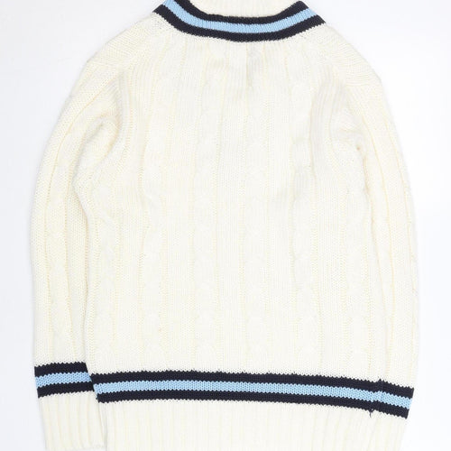 Falcon Sportswear Women’s Ivory Cable Knit V-Neck Jumper M