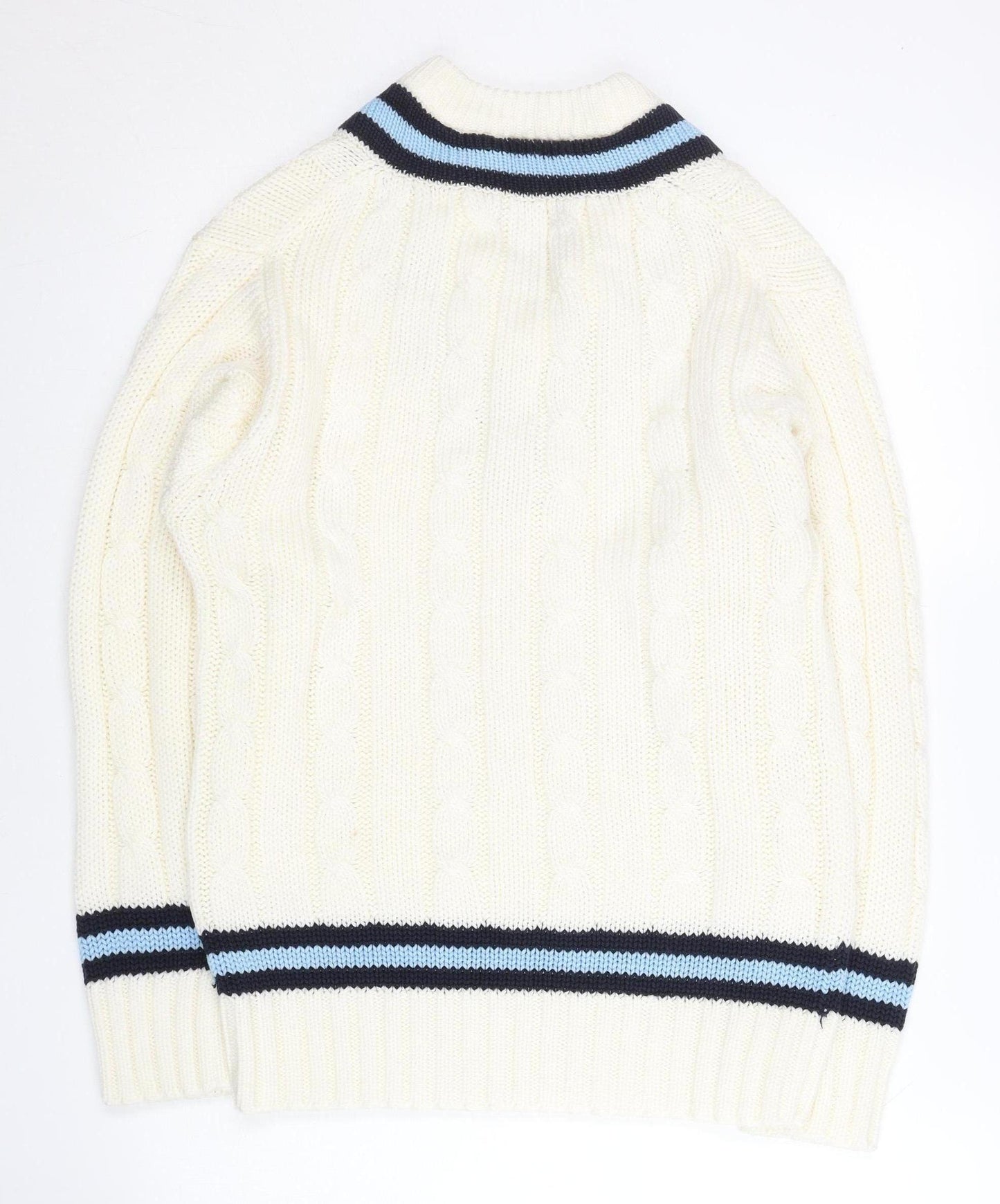 Falcon Sportswear Women’s Ivory Cable Knit V-Neck Jumper M