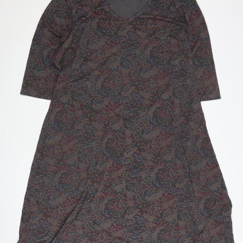 Being Casual Women’s Multicoloured A-Line Dress UK 24 V-Neck 3/4 Sleeve