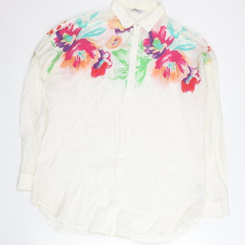 U.S. Polo Assn. Womens White Floral Cotton Button-Up Shirt Size 12