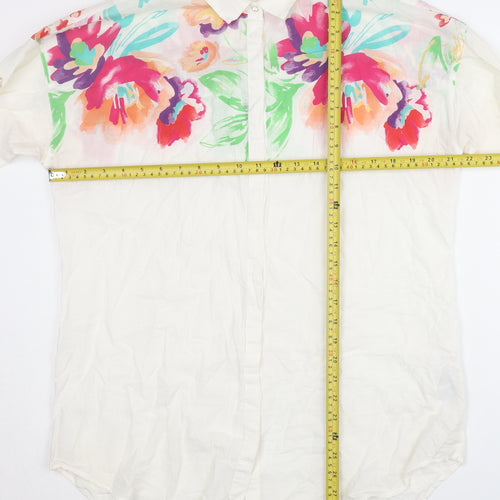 U.S. Polo Assn. Womens White Floral Cotton Button-Up Shirt Size 12