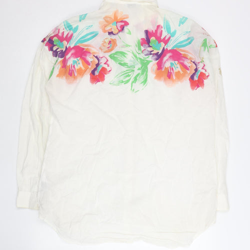 U.S. Polo Assn. Womens White Floral Cotton Button-Up Shirt Size 12