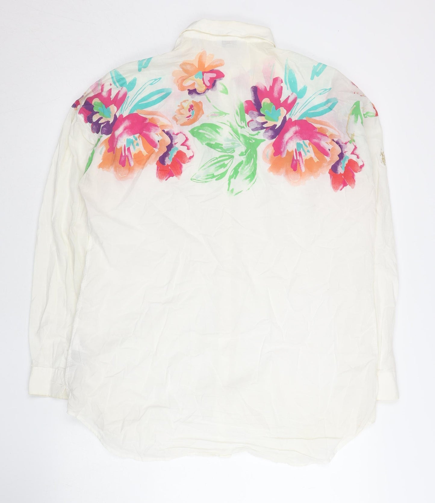 U.S. Polo Assn. Womens White Floral Cotton Button-Up Shirt Size 12