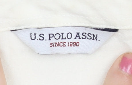 U.S. Polo Assn. Womens White Floral Cotton Button-Up Shirt Size 12