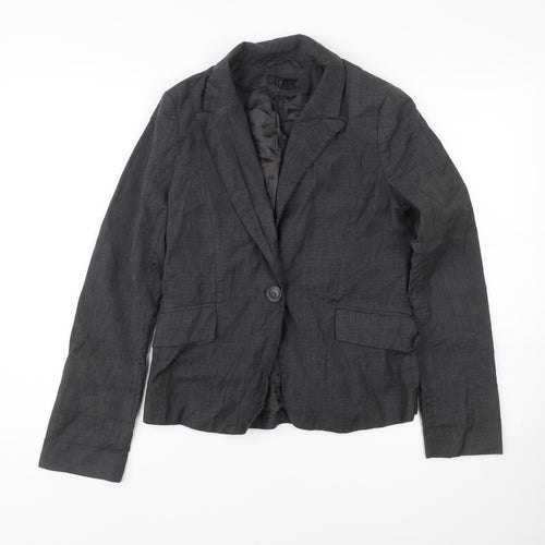 H&M Women’s Grey Wool Blazer Size 10 Regular Single Breasted Jacket