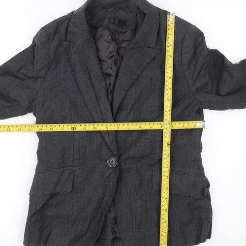 H&M Women’s Grey Wool Blazer Size 10 Regular Single Breasted Jacket