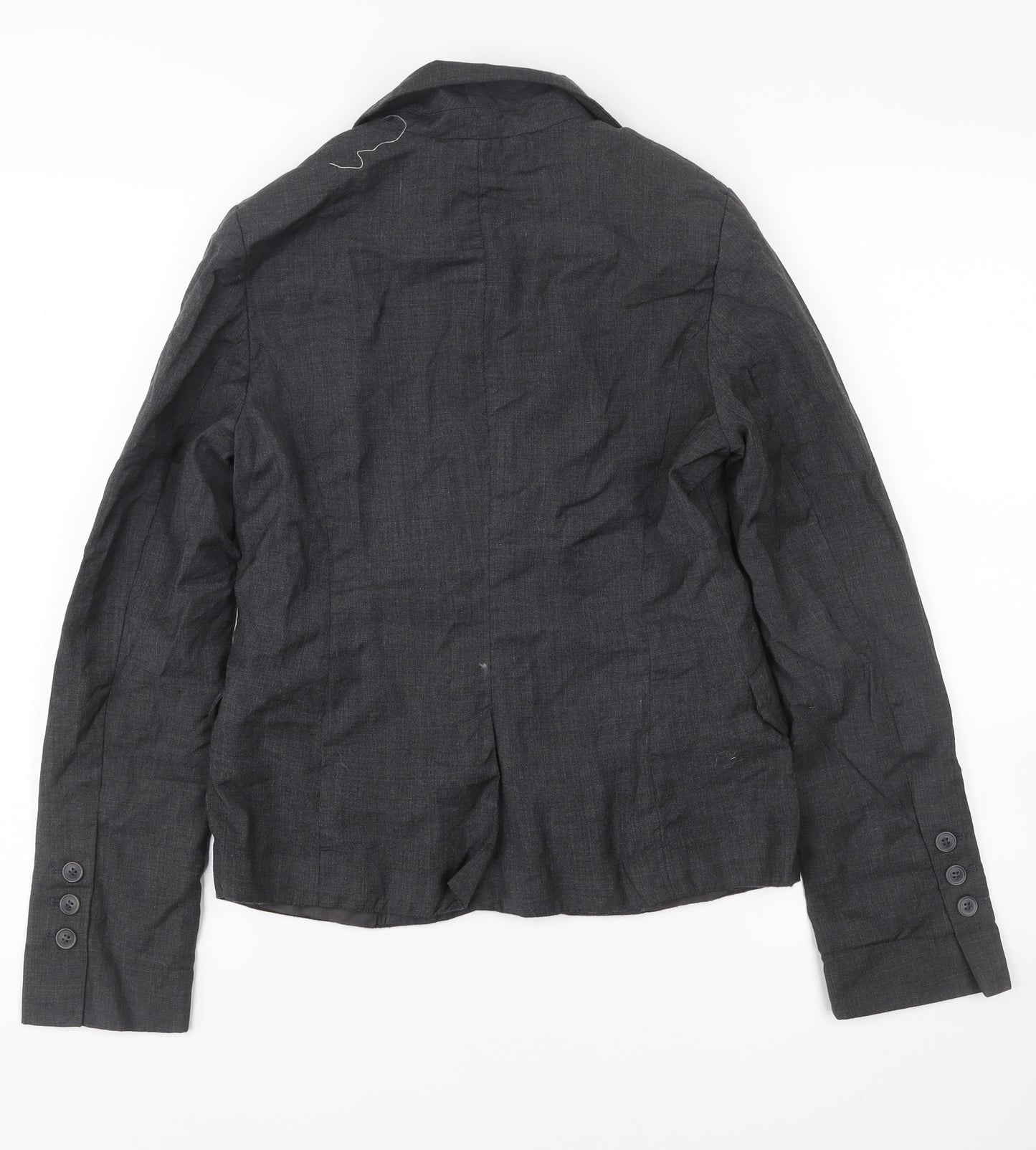 H&M Women’s Grey Wool Blazer Size 10 Regular Single Breasted Jacket