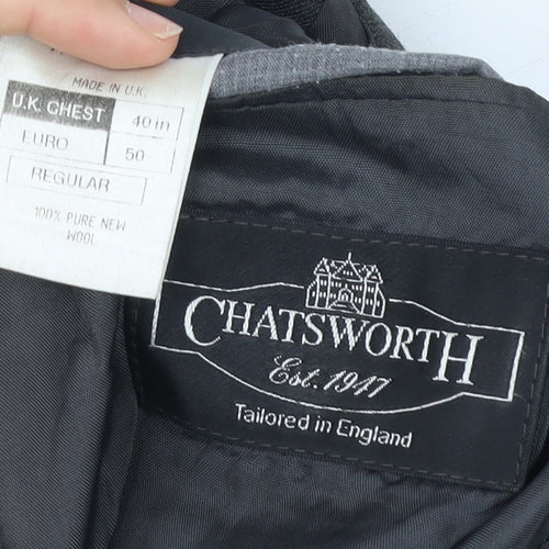 Chatsworth Men’s Grey Wool Blazer Jacket Size 40R Single Breasted