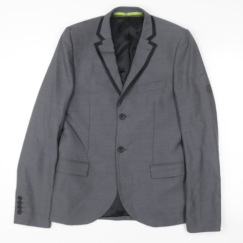 Topman Men's Grey Slim Fit Blazer Jacket Size 36 Chest Formal