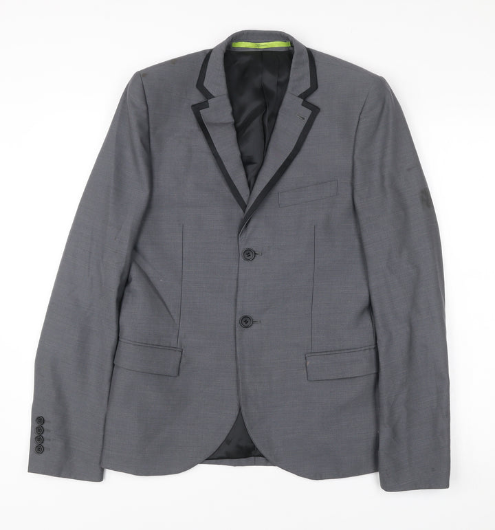 Topman Men's Grey Slim Fit Blazer Jacket Size 36 Chest Formal