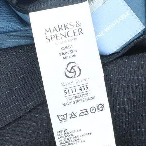 Marks and Spencer Men’s Blue Pinstripe Wool Blend Blazer Jacket 38R