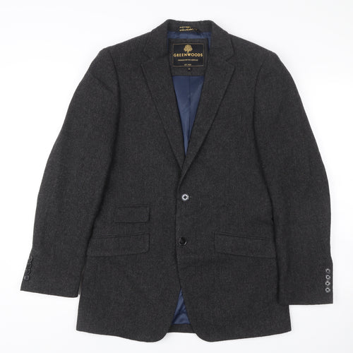 Greenwoods Men’s Grey Wool Blend Blazer Jacket Size 36R