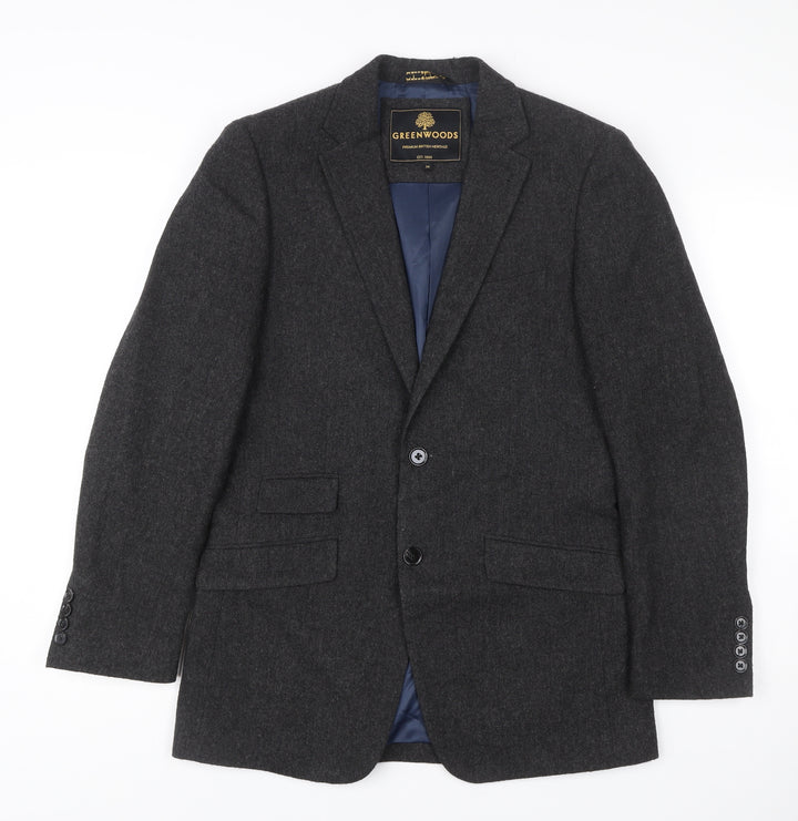 Greenwoods Men’s Grey Wool Blend Blazer Jacket Size 36R