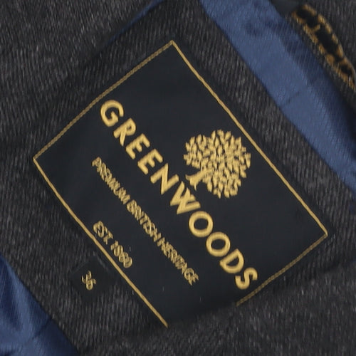 Greenwoods Men’s Grey Wool Blend Blazer Jacket Size 36R