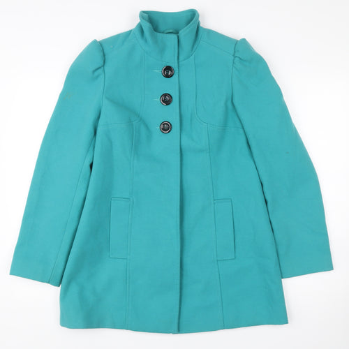 F&F Women’s Green Button Up Mid-Length Coat Size 10