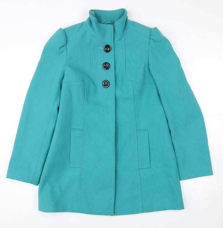 F&F Women’s Green Button Up Mid-Length Coat Size 10
