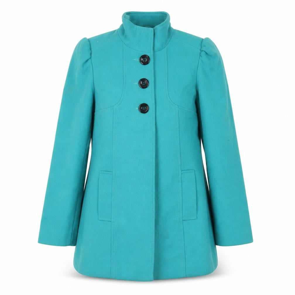 F&F Women’s Green Button Up Mid-Length Coat Size 10