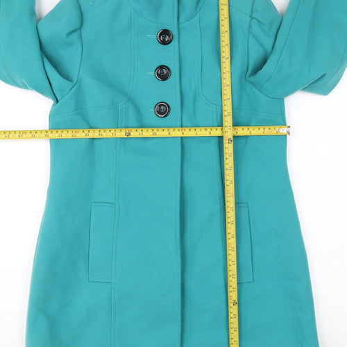 F&F Women’s Green Button Up Mid-Length Coat Size 10