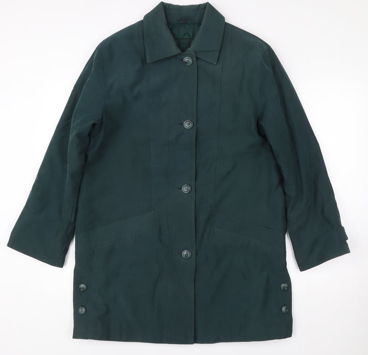 Nuage Womens Green Size 10 Mid-Length Overcoat Polyester Nylon