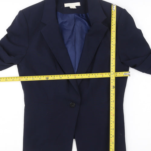 H&M Women’s Blue Size 10 One Button Tailored Suit Jacket