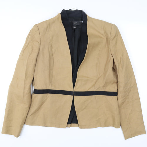 Mango Women Beige XL Suit Jacket Blazer Linen Blend Workwear