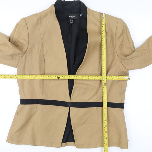 Mango Women Beige XL Suit Jacket Blazer Linen Blend Workwear