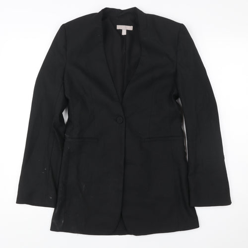 H&M Women’s Black Slim Fit Blazer Jacket Size 6 One Button Workwear