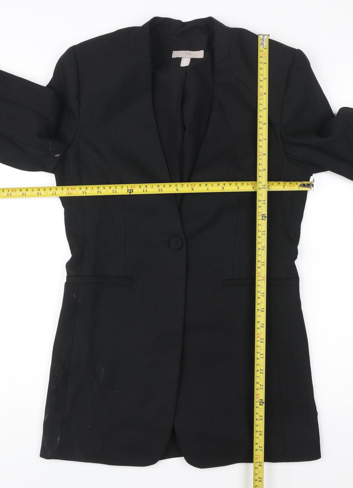 H&M Women’s Black Slim Fit Blazer Jacket Size 6 One Button Workwear