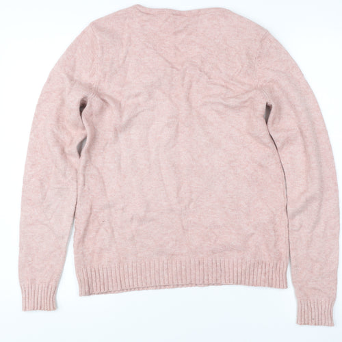 Vila Womens Pink V-Neck Pullover Jumper Size S Long Sleeve Knit