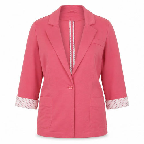 New Look Women Pink Blazer UK 16 One Button 3/4 Sleeve