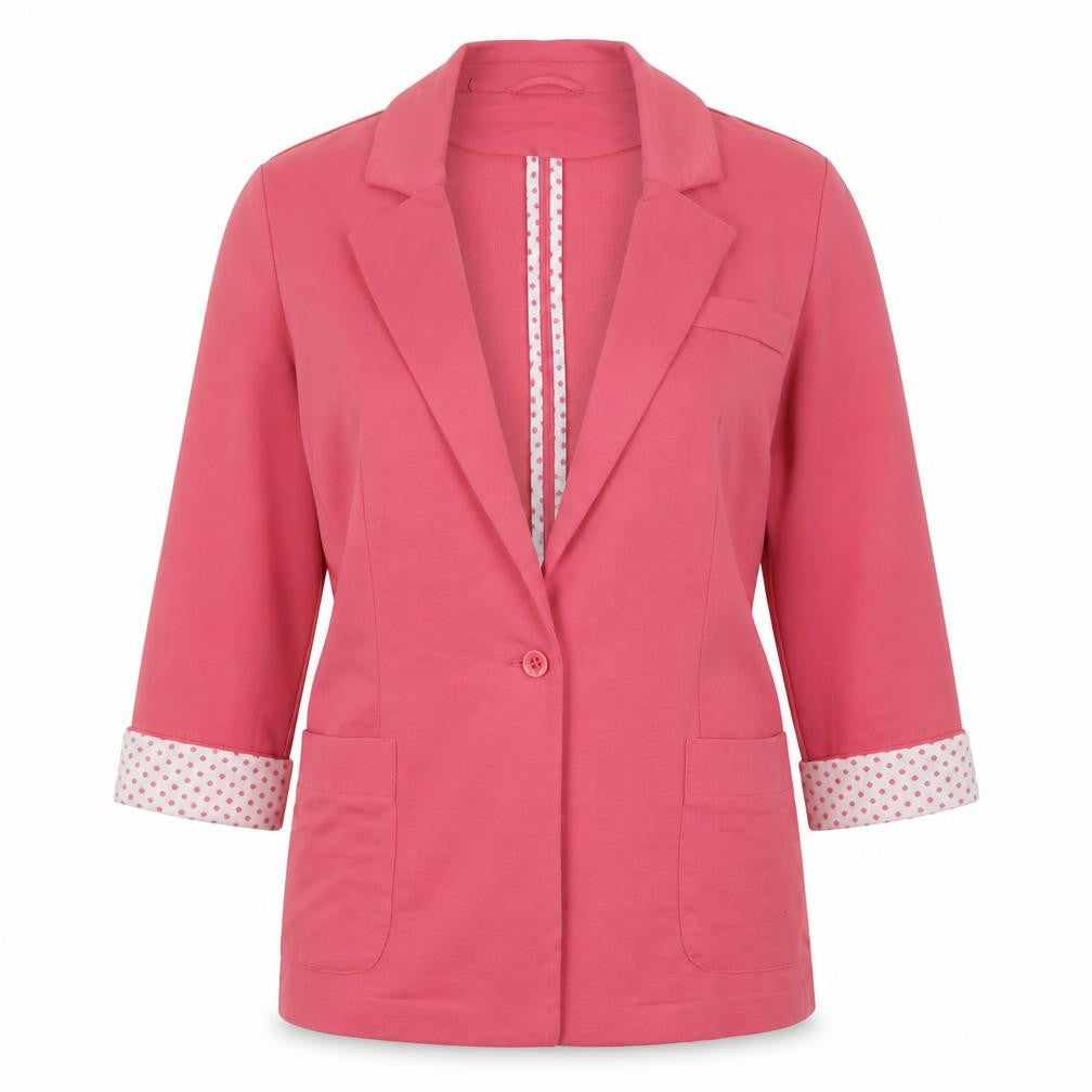 New Look Women Pink Blazer UK 16 One Button 3/4 Sleeve