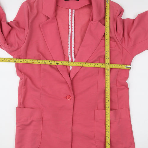 New Look Women Pink Blazer UK 16 One Button 3/4 Sleeve