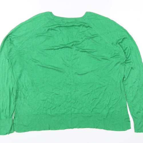 Zara Women Green Knit Pullover Jumper Medium Crew Neck Long Sleeve