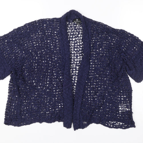 Marble Women’s Blue Open-Knit Crochet Cardigan S Short Sleeve