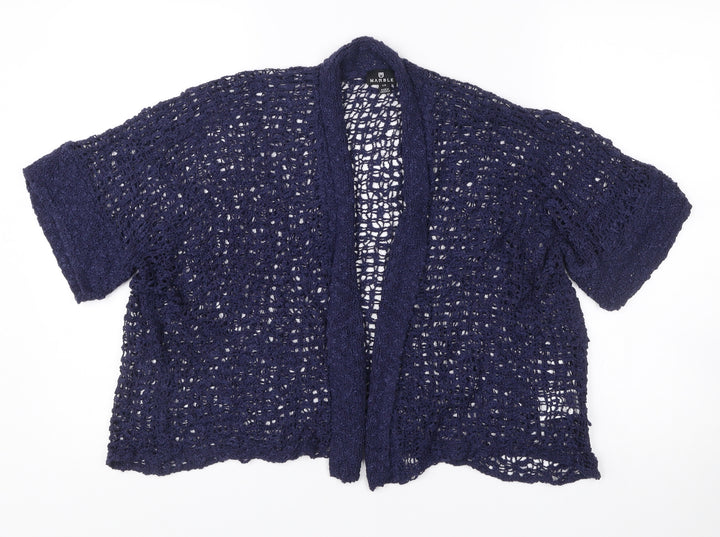 Marble Women’s Blue Open-Knit Crochet Cardigan S Short Sleeve