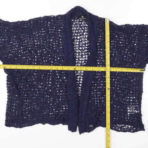 Marble Women’s Blue Open-Knit Crochet Cardigan S Short Sleeve