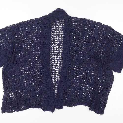 Marble Women’s Blue Open-Knit Crochet Cardigan S Short Sleeve