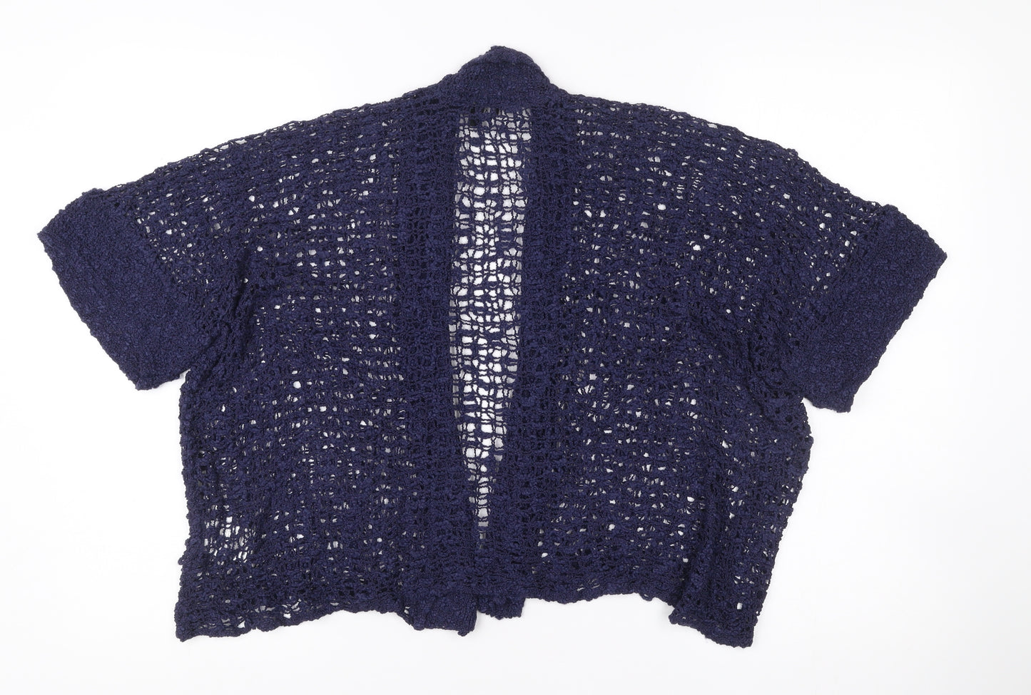 Marble Women’s Blue Open-Knit Crochet Cardigan S Short Sleeve