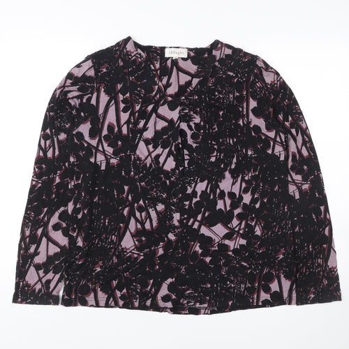 Thought Womens Purple Floral Long Sleeve Tunic Blouse UK 12