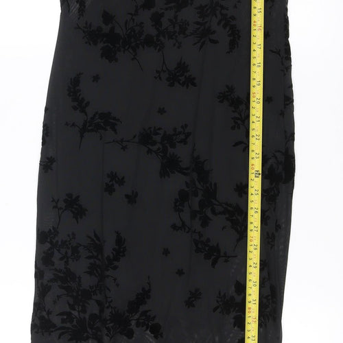 Rita Ora x Primark Women’s Black XS Velvet Floral Mesh Long Sleeve Bodycon Midi Dress