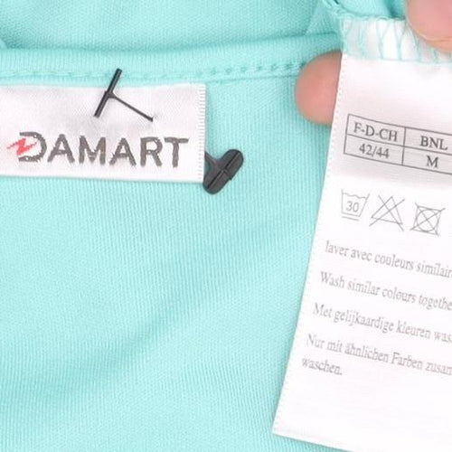 Damart Women’s Blue Lace V-Neck Short Sleeve T-Shirt Top M