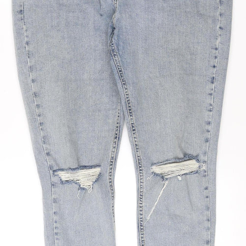 Topshop Women’s Blue Distressed Mom Jeans Size 12 High Rise