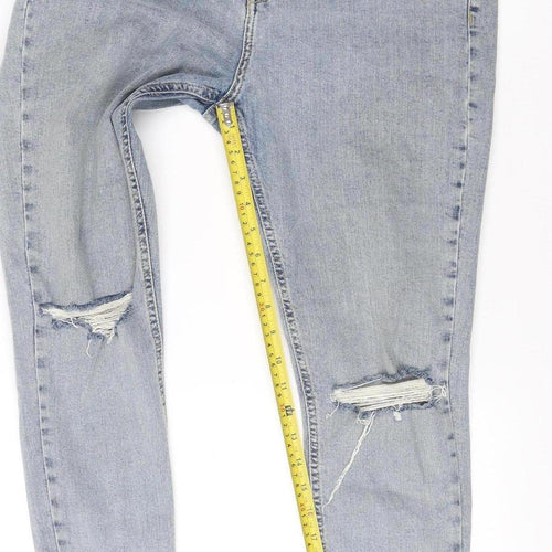 Topshop Women’s Blue Distressed Mom Jeans Size 12 High Rise